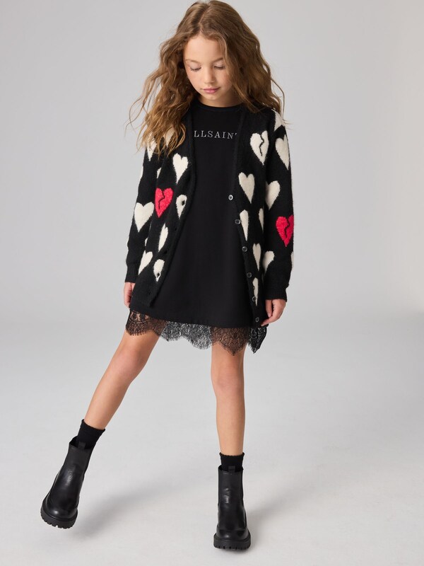 Seraphine SmALLSAINTS Black Amore Heart Girls Long Knitted Cardigan