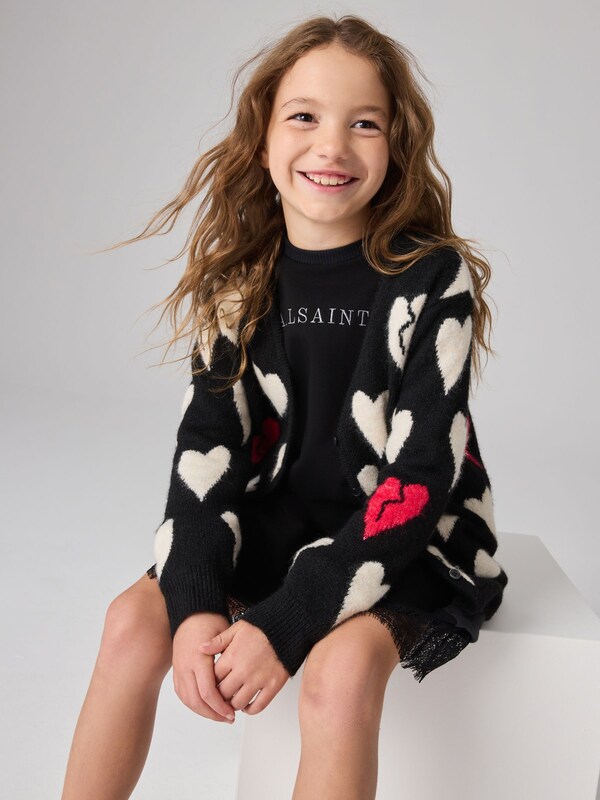 Seraphine SmALLSAINTS Black Amore Heart Girls Long Knitted Cardigan