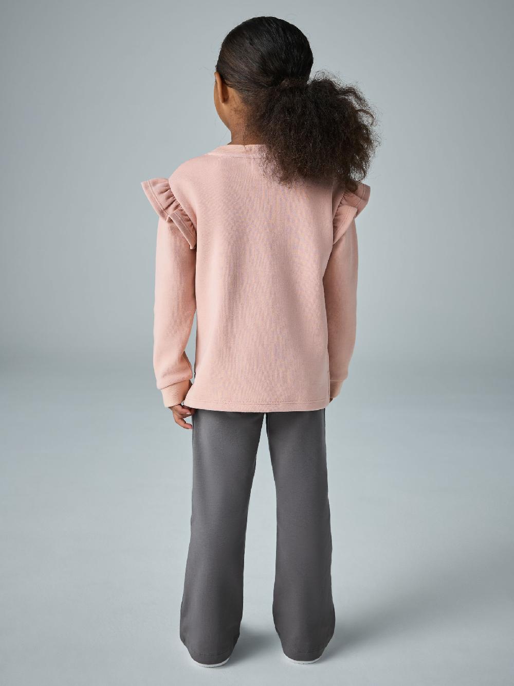 seraphine smALLSAINTS Mid Pink Frill Long Sleeve Top and Flared Leggings Younger Girl Set