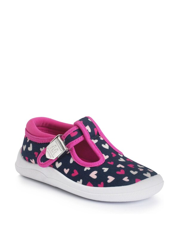 Seraphine Start Rite Blue Wriggles Heart Print T Bar Canvas Shoes