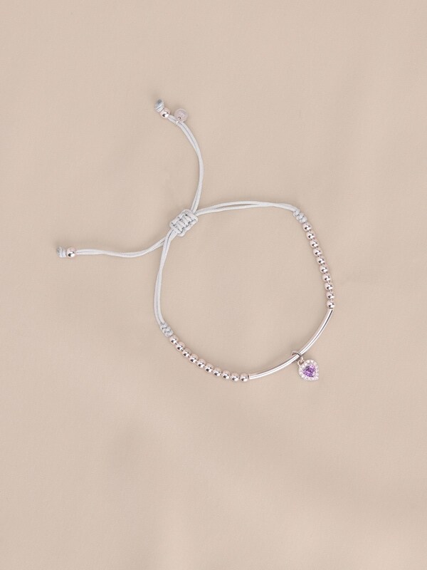 Seraphine Sterling Silver Birthstone Heart Pully Bracelet