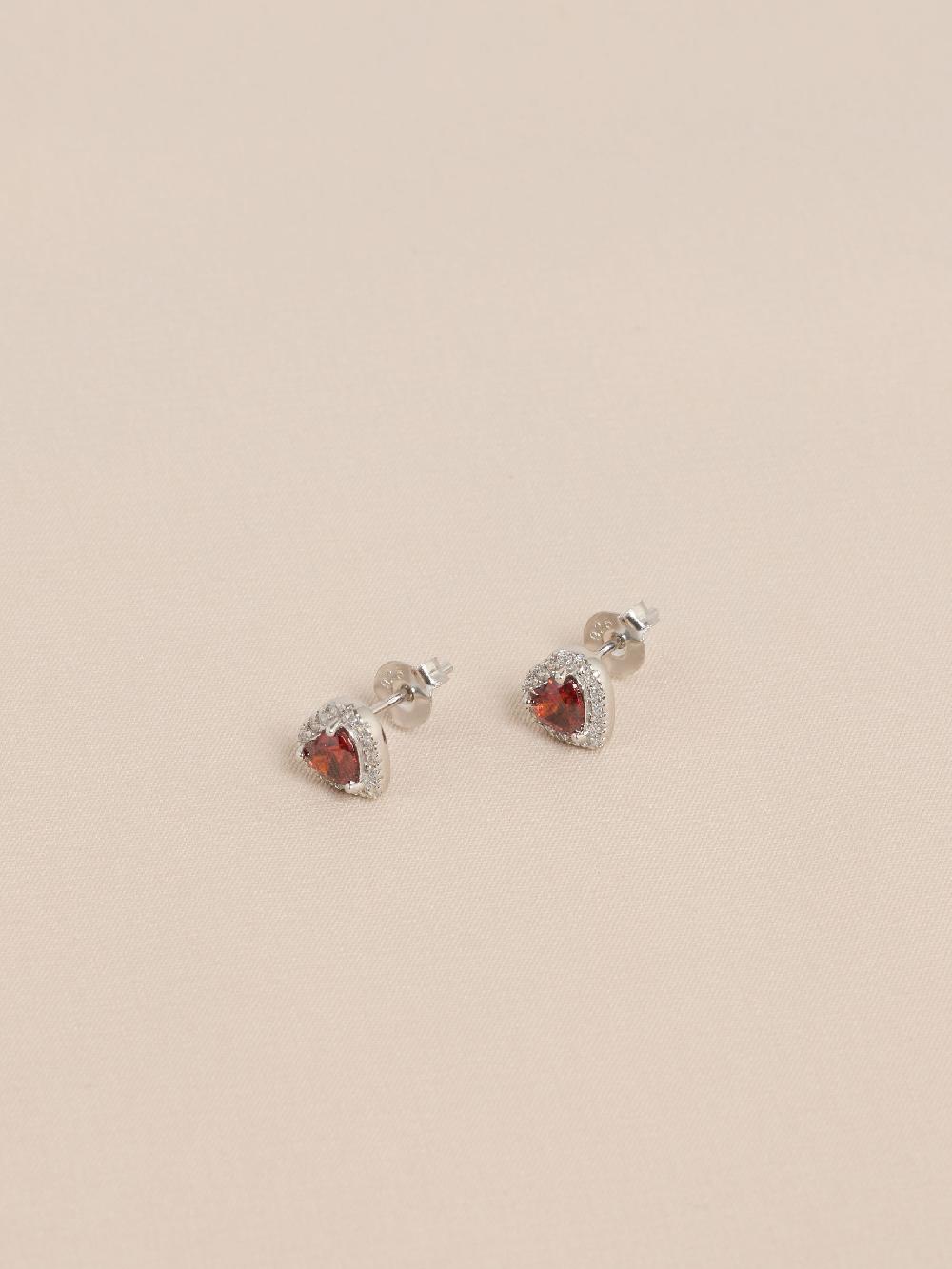 Seraphine Sterling Silver Birthstone Heart Stud Earrings