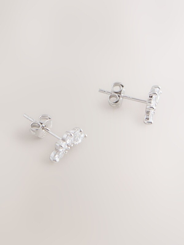 Seraphine Sterling Silver Cubic Zirconia Fan Stud Earrings