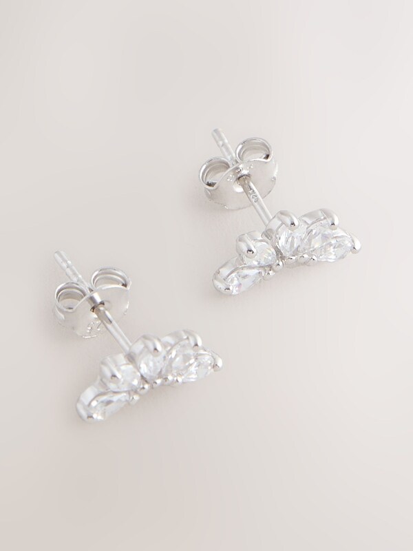 Seraphine Sterling Silver Cubic Zirconia Fan Stud Earrings
