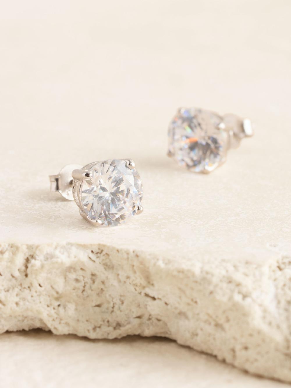 seraphine Sterling Silver Cubic Zirconia Large Stud Earrings