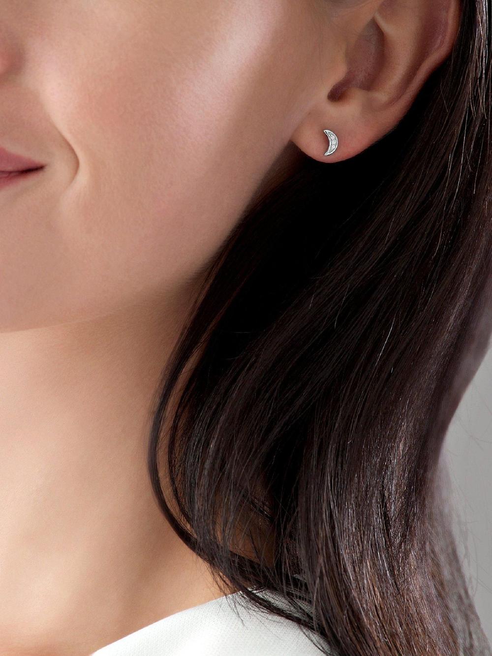 seraphine Sterling Silver Cubic Zirconia Moon & Star Earrings