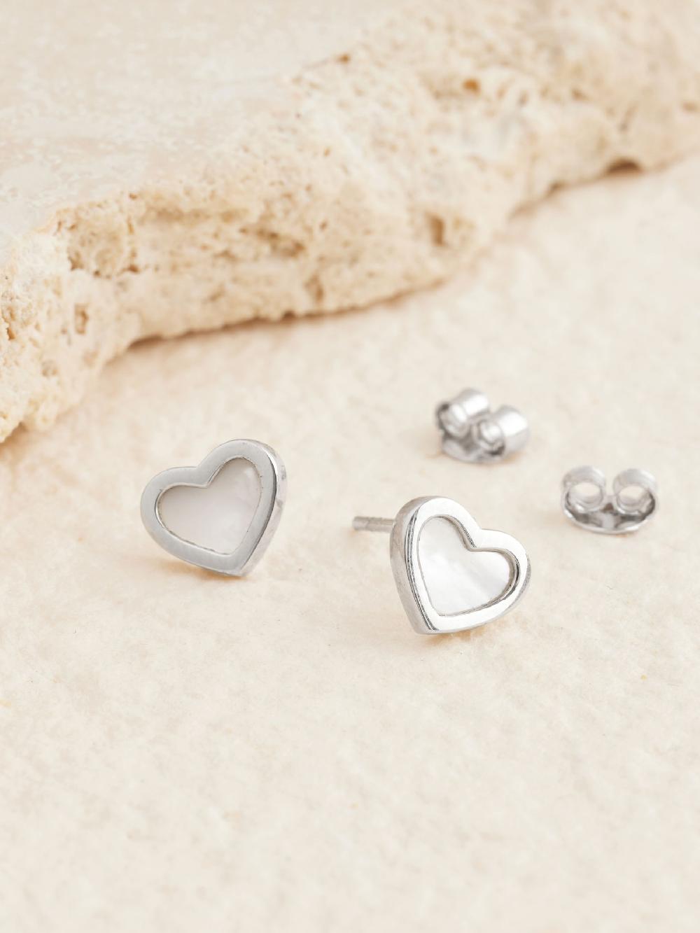 seraphine Sterling Silver Mother Of Pearl Heart Earrings