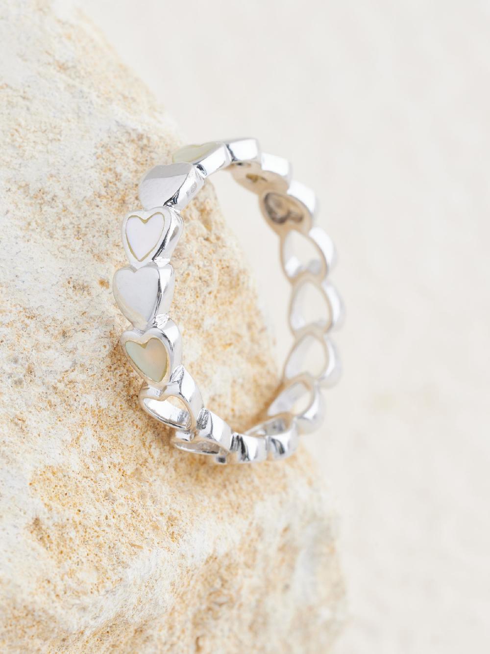 seraphine Sterling Silver Mother Of Pearl Heart Ring