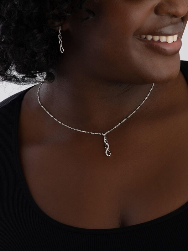Seraphine Sterling Silver Sterling Silver Infinity Cubic Zirconia Pendant & Earrings Set