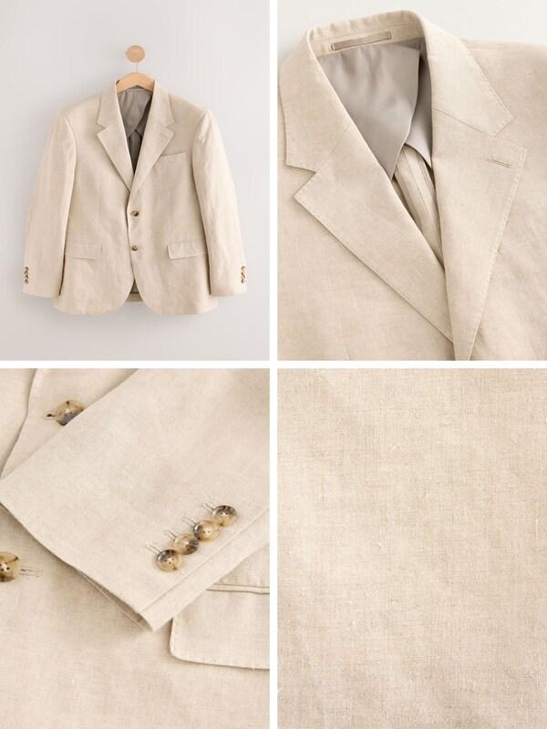 Seraphine Stone Slim Fit Leomaster Italian 100% Linen Suit Jacket