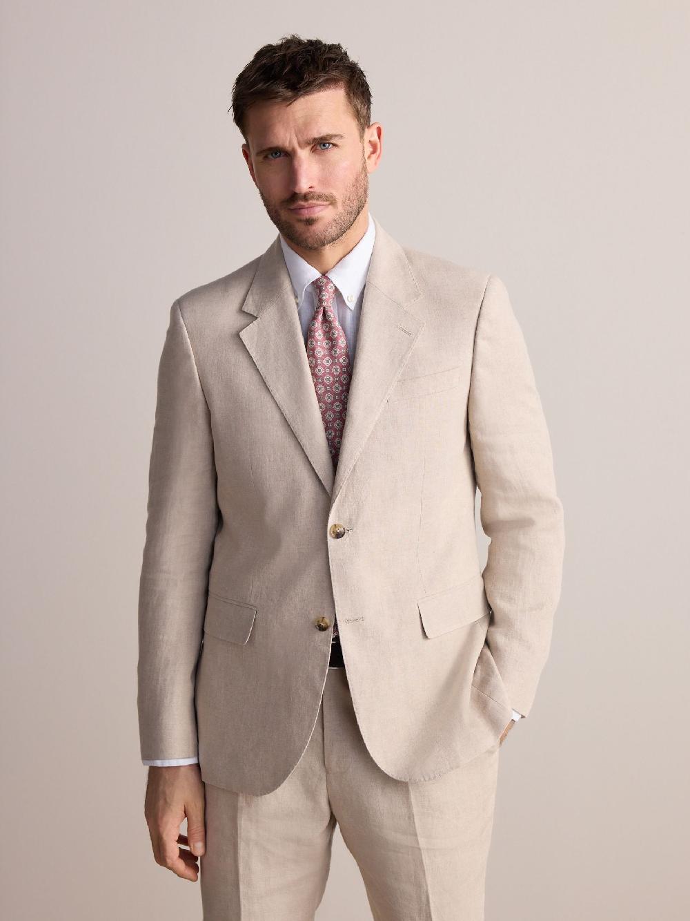seraphine Stone Slim Fit Leomaster Italian 100% Linen Suit Jacket