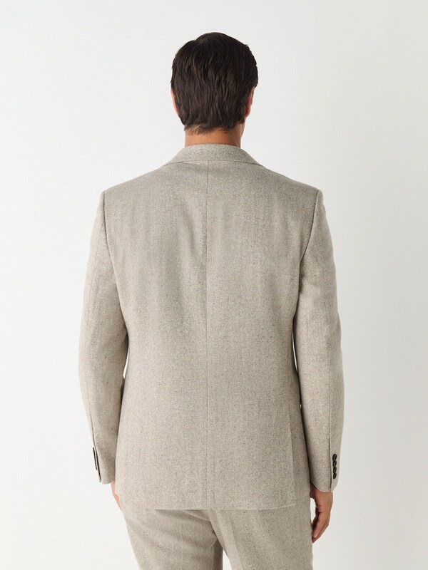 Seraphine Stone Slim Fit Wool Blend Donegal Suit Jacket