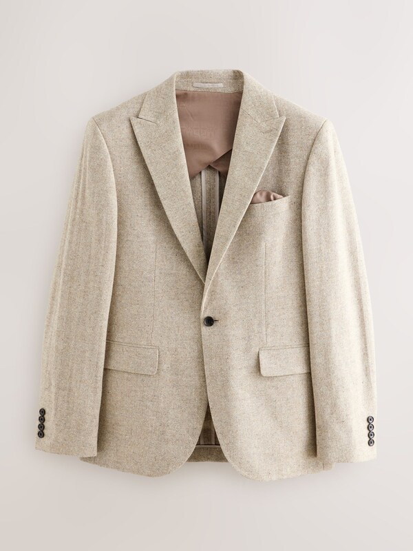 Seraphine Stone Slim Fit Wool Blend Donegal Suit Jacket