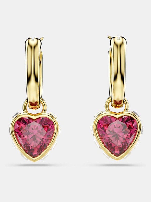 Seraphine Swarovski Red Heart Gold-Tone Plated Chroma Drop Earrings
