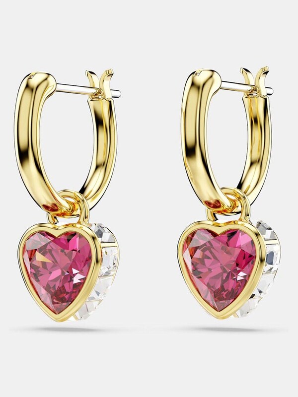 Seraphine Swarovski Red Heart Gold-Tone Plated Chroma Drop Earrings