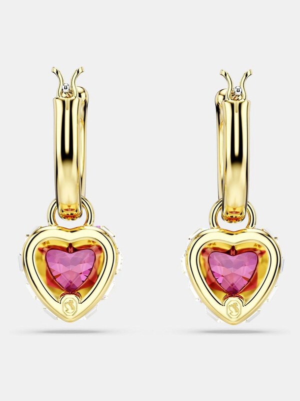 Seraphine Swarovski Red Heart Gold-Tone Plated Chroma Drop Earrings