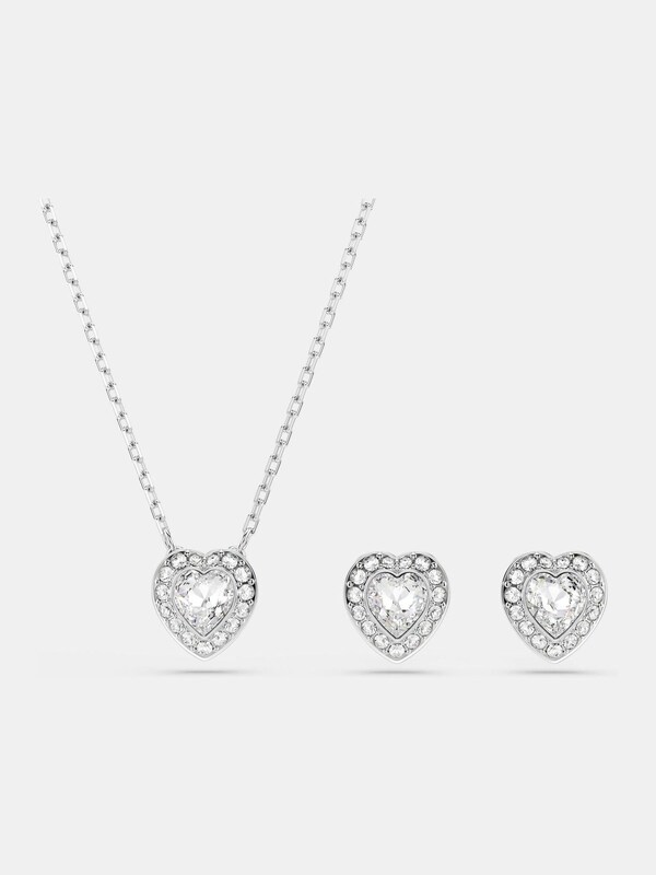 Seraphine Swarovski White Ariana Grande Mixed Cuts Heart Rhodium Plated Jewellery Set
