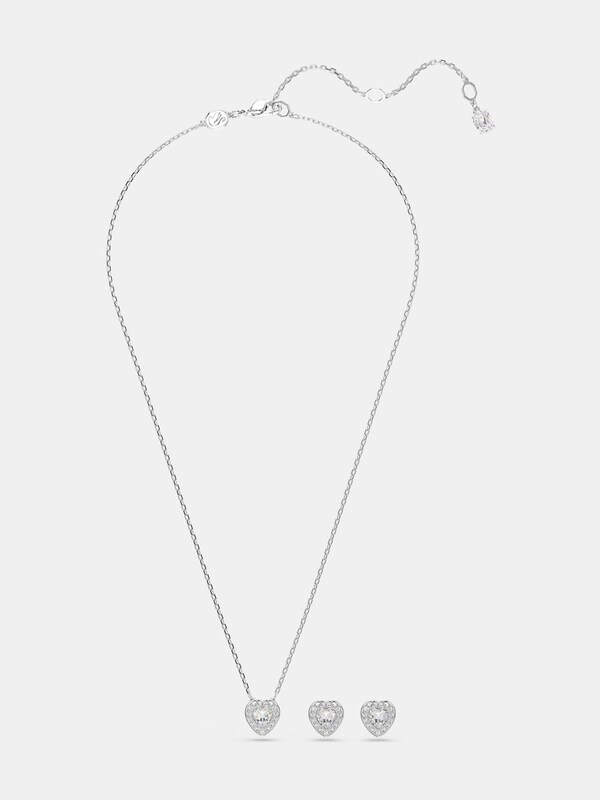 Seraphine Swarovski White Ariana Grande Mixed Cuts Heart Rhodium Plated Jewellery Set