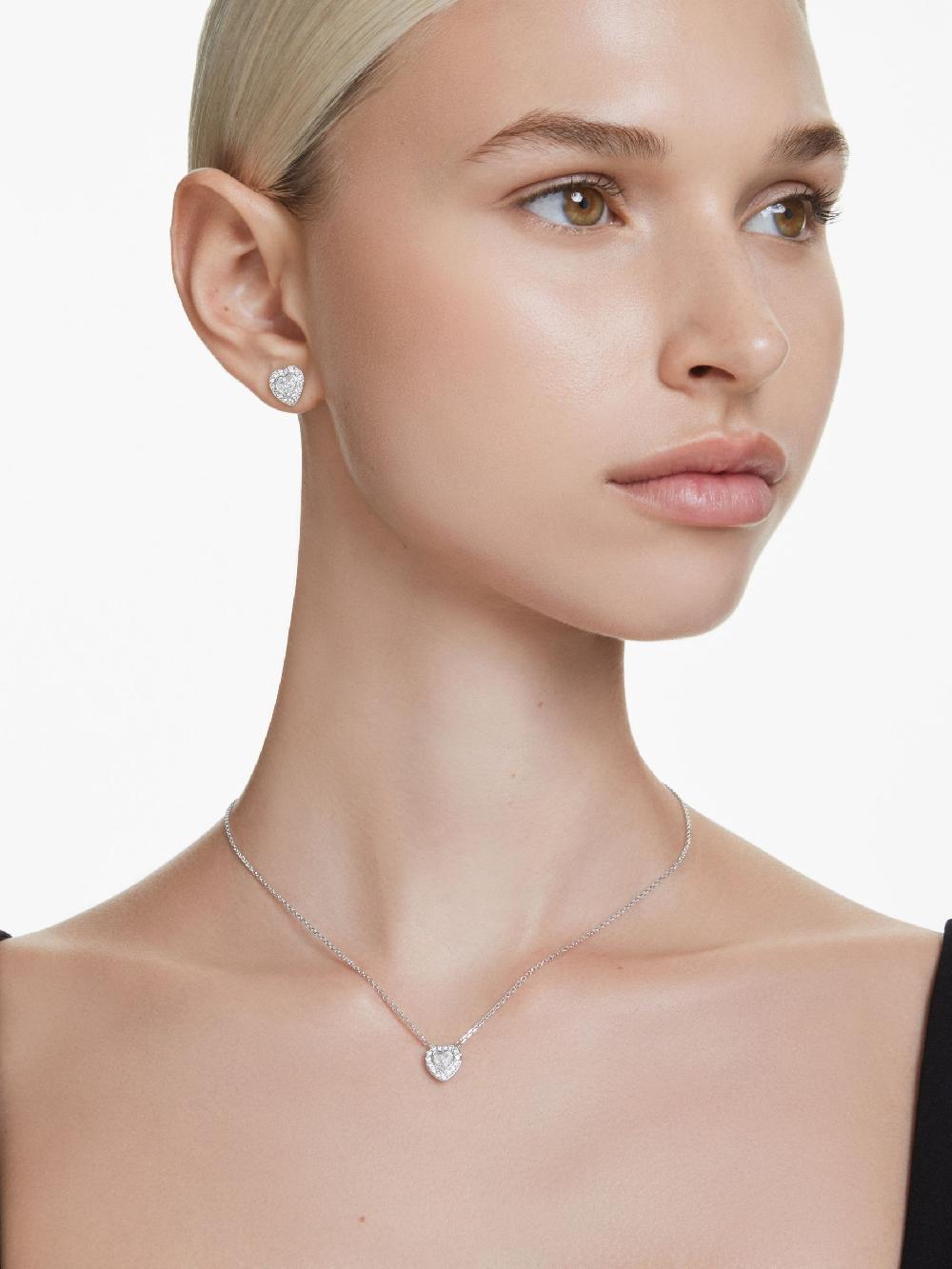 seraphine Swarovski White Ariana Grande Mixed Cuts Heart Rhodium Plated Jewellery Set