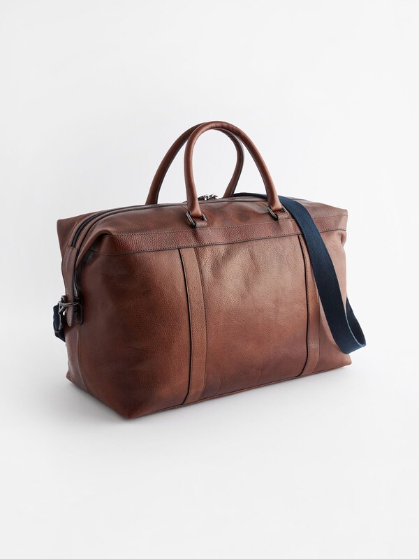 Seraphine Tan Brown/Navy Blue Leather Weekend Holdall Bag