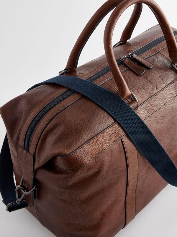 Seraphine Tan Brown/Navy Blue Leather Weekend Holdall Bag