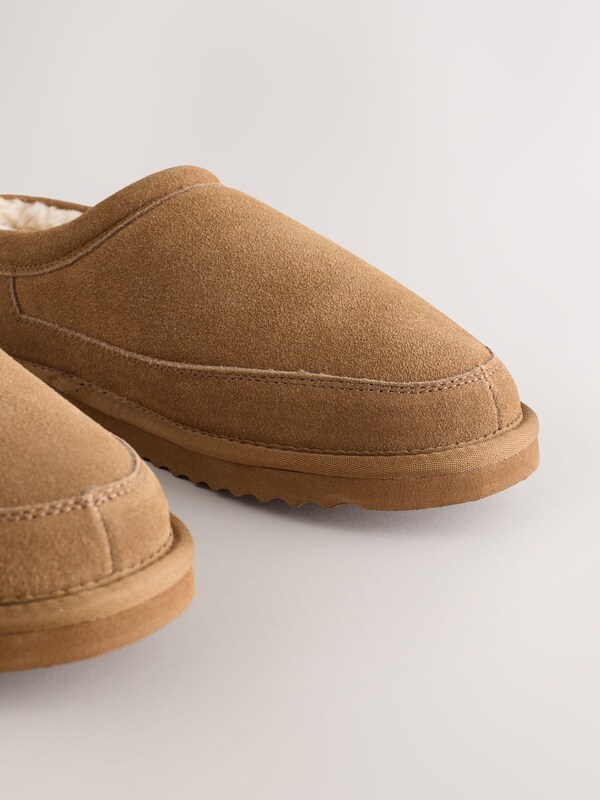 Seraphine Taupe Signature Suede Faux Fur Lined Slippers