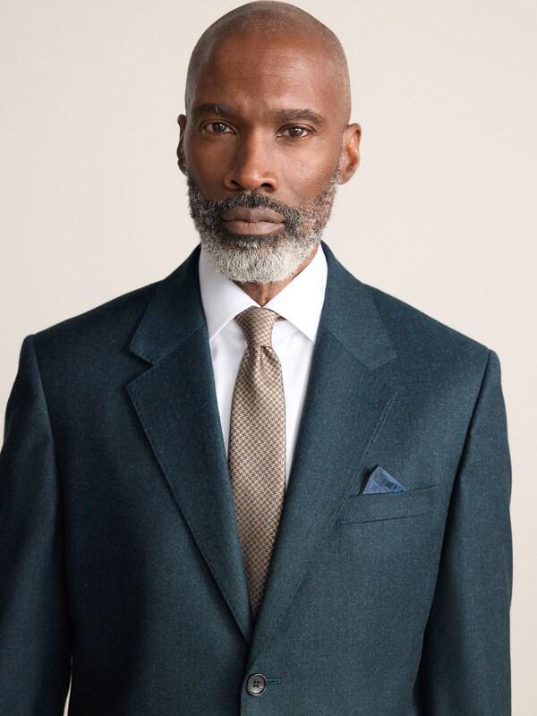 Seraphine Teal Blue Regular Fit Signature Zignone Italian Wool Cashmere Blend Flannel Suit Jacket