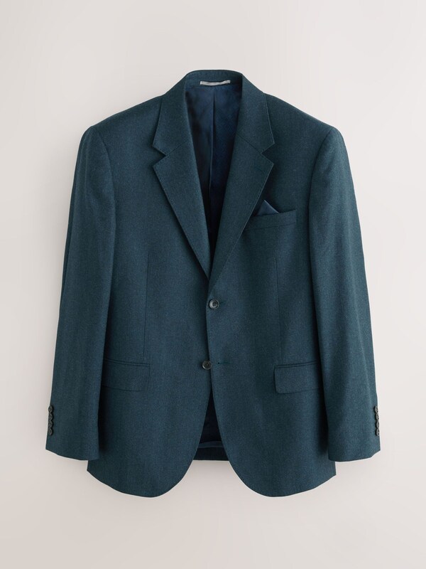 Seraphine Teal Blue Regular Fit Signature Zignone Italian Wool Cashmere Blend Flannel Suit Jacket