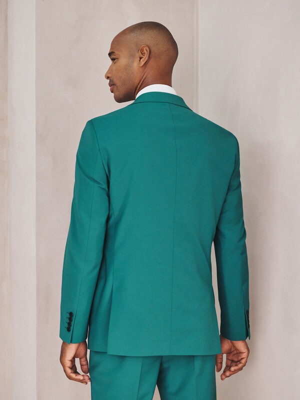 Seraphine Teal Blue Tailored Fit Motion Flex Wool Blend Suit Jacket