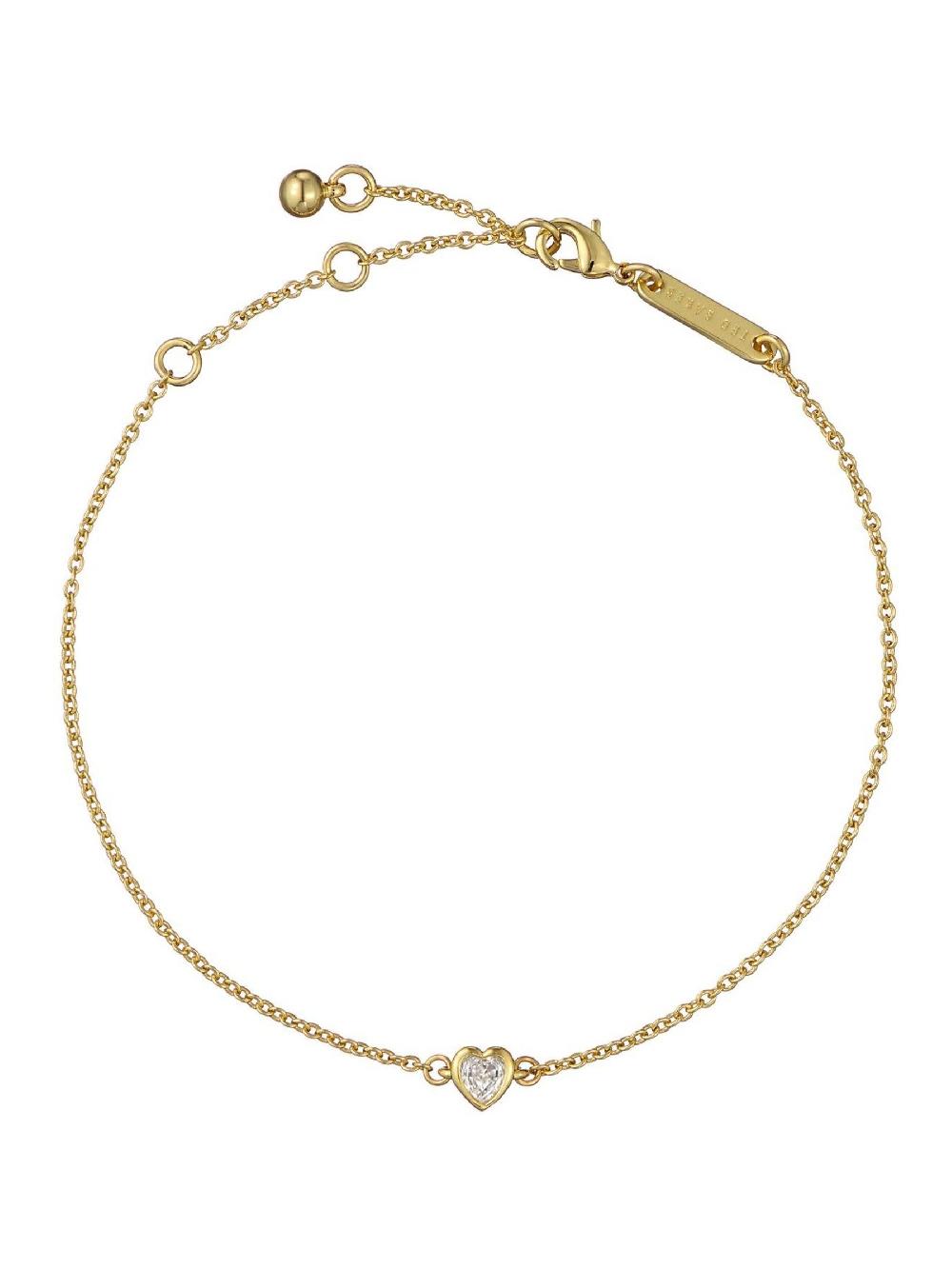 seraphine Ted Baker Gold Tone Halle: Mini Crystal Heart Adjustable Bracelet Clear Crystal