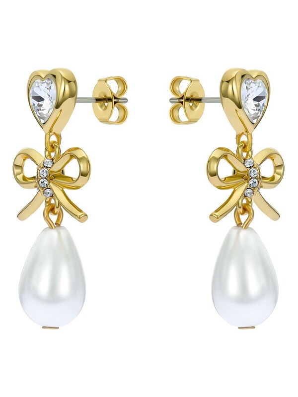 Seraphine Ted Baker Gold Tone/Pearl & Crystal IVY: Icon Charm Heart Bow Drop Earrings