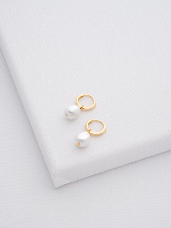 Seraphine Ted Baker Gold Tone PERIAA: Pearl Huggie Earrings