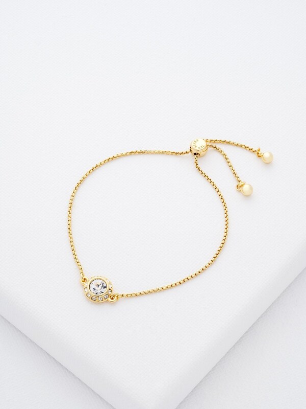 Seraphine Ted Baker Gold Tone SOLETA: Solitaire Sparkle Crystal Adjustable Bracelet