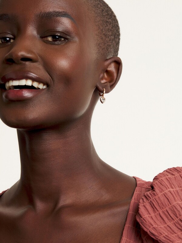 Seraphine Ted Baker Rose Gold Tone HANNIY: Crystal Heart Huggie Earrings