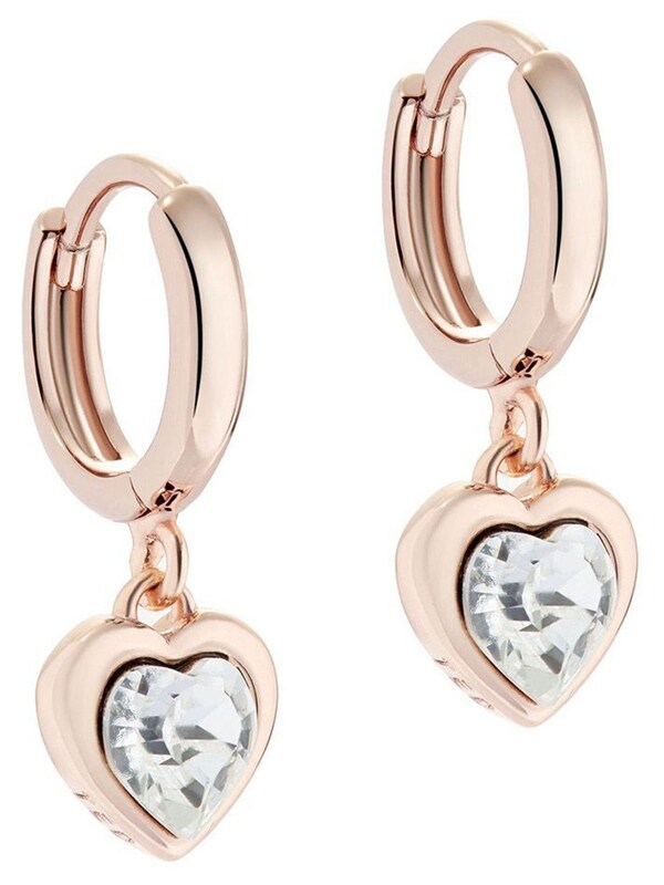 Seraphine Ted Baker Rose Gold Tone HANNIY: Crystal Heart Huggie Earrings