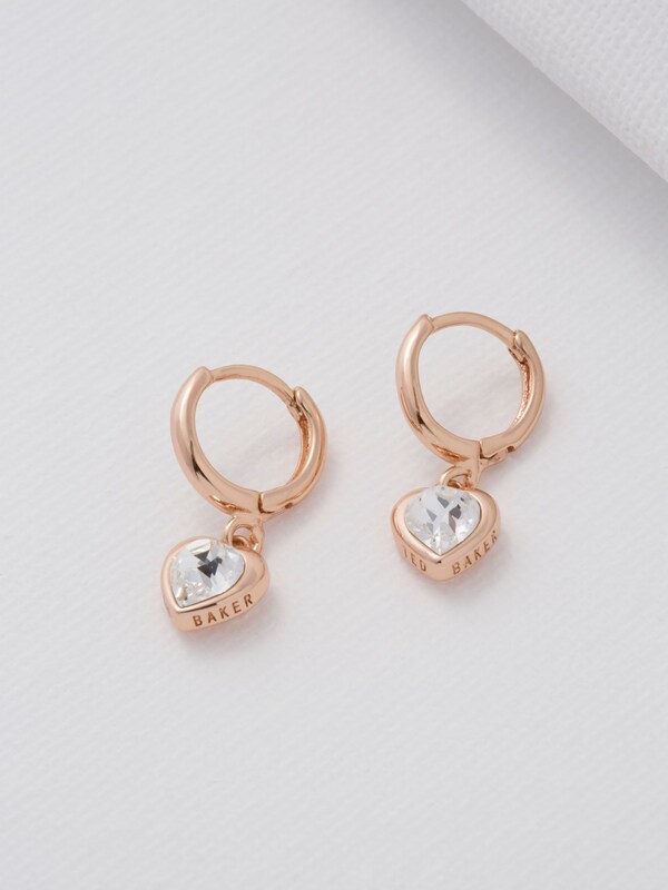 seraphine Ted Baker Rose Gold Tone HANNIY: Crystal Heart Huggie Earrings