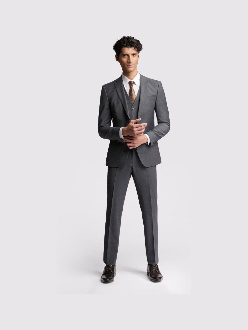 seraphine Ted Baker Tailoring Prem Charcoal Grey Panama Slim Suit Jacket