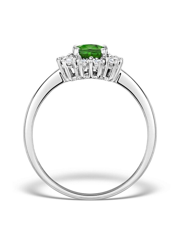 seraphine The Diamond Store 925 Silver Emerald With Lab Diamond Halo 7 x 5mm Set Ring