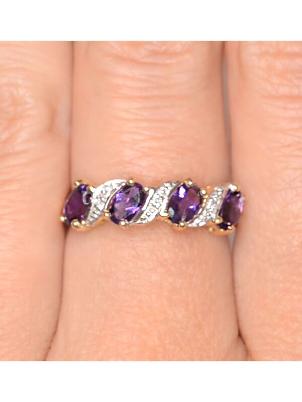 Seraphine The Diamond Store 9K Gold 0.74ct Amethyst And Diamond Ring
