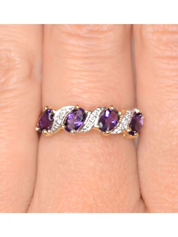 Seraphine The Diamond Store 9K Gold 0.74ct Amethyst And Diamond Ring