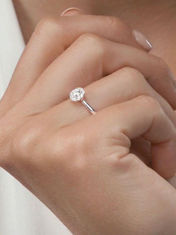 seraphine The Diamond Store 9K White 0.25ct H/Si Lab Diamond Halo Engagement Ring