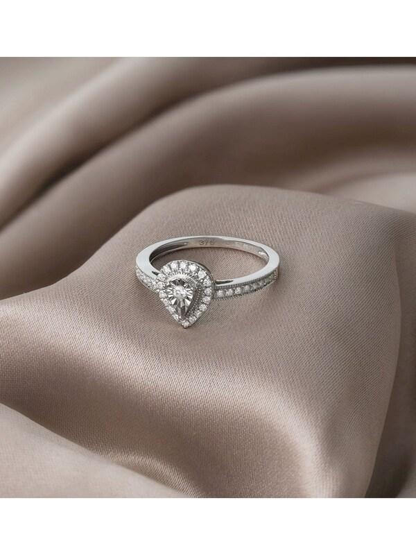 Seraphine The Diamond Store 9K White Gold 0.15ct Masami Pear Shaped Pave Engagement Ring