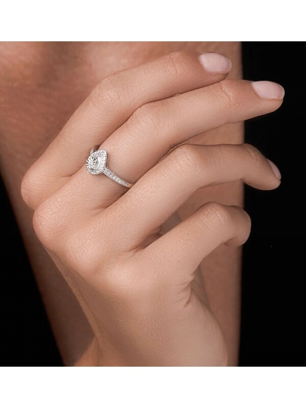 Seraphine The Diamond Store 9K White Gold 0.15ct Masami Pear Shaped Pave Engagement Ring