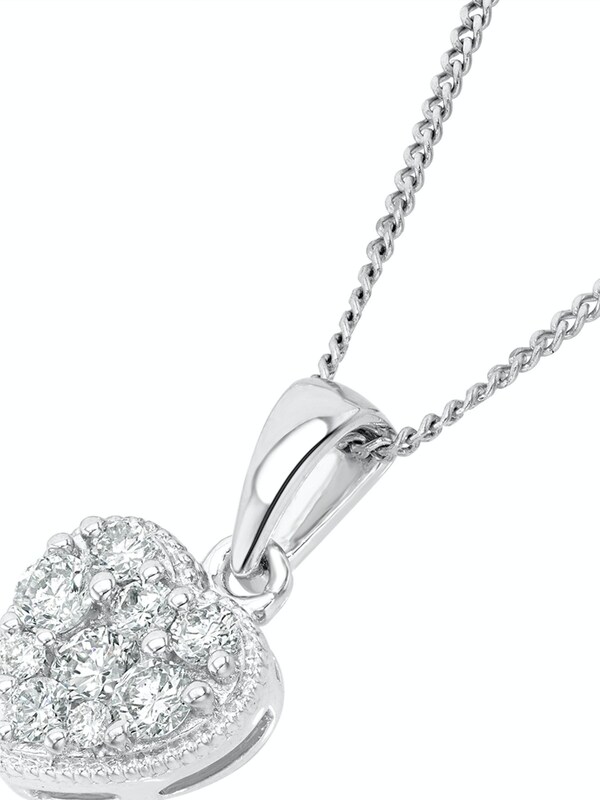 seraphine The Diamond Store 9K White Gold 0.25ct H/Si Lab Diamond Heart Pendant Necklace