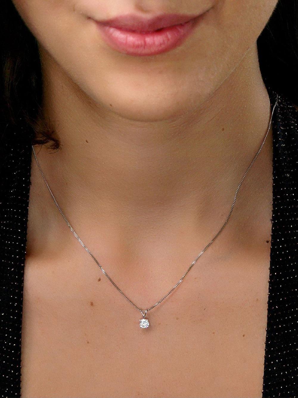seraphine The Diamond Store 9K White Gold 0.33ct H/Si Lab Diamond Solitaire Pendant Necklace