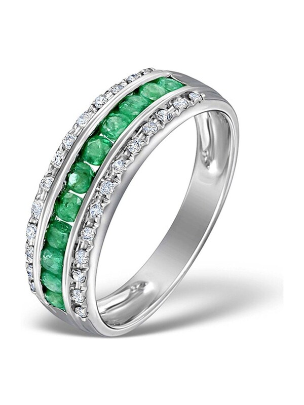 seraphine The Diamond Store 9K White Gold 0.56ct Emerald And Diamond Eternity Ring