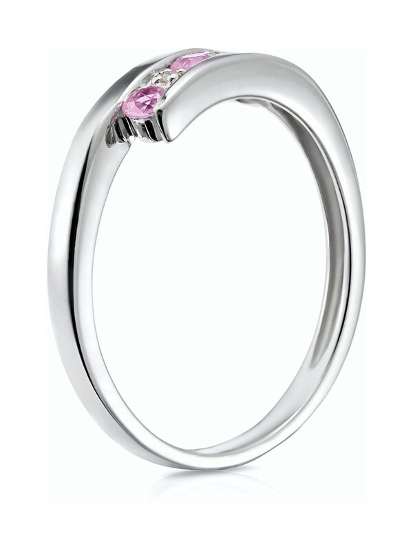 Seraphine The Diamond Store 9K White Gold Diamond And Pink Sapphire Ring