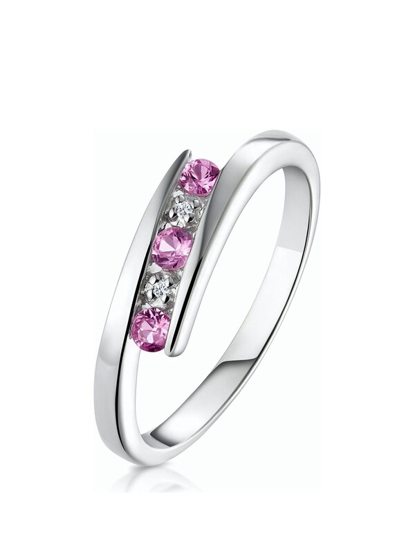 seraphine The Diamond Store 9K White Gold Diamond and Pink Sapphire Ring