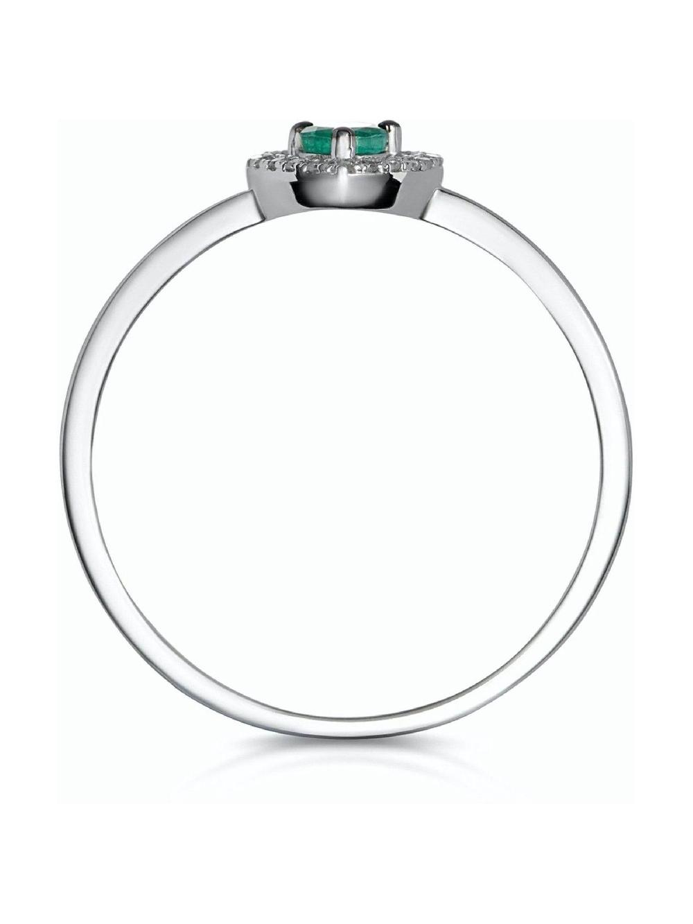 seraphine The Diamond Store 9K White Gold Green Emerald and Diamond Stellato Heart Ring