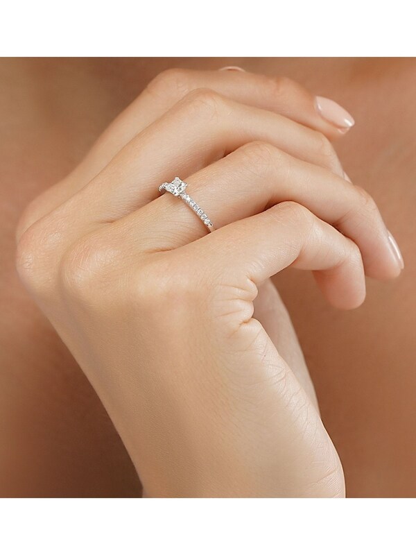Seraphine The Diamond Store 9K White Gold Princess Cut 0.25ct H/Si Lab Diamond Engagement Ring